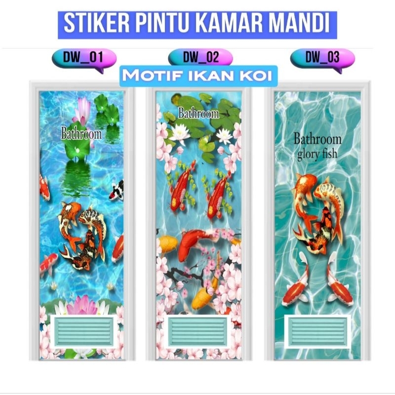 stiker pintu kamar mandi motif ikan