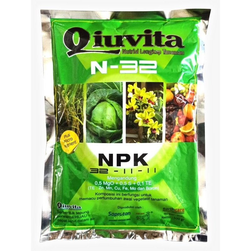 Pupuk Daun Qiuvita Hijau N 32 500 gr NPK Tanaman