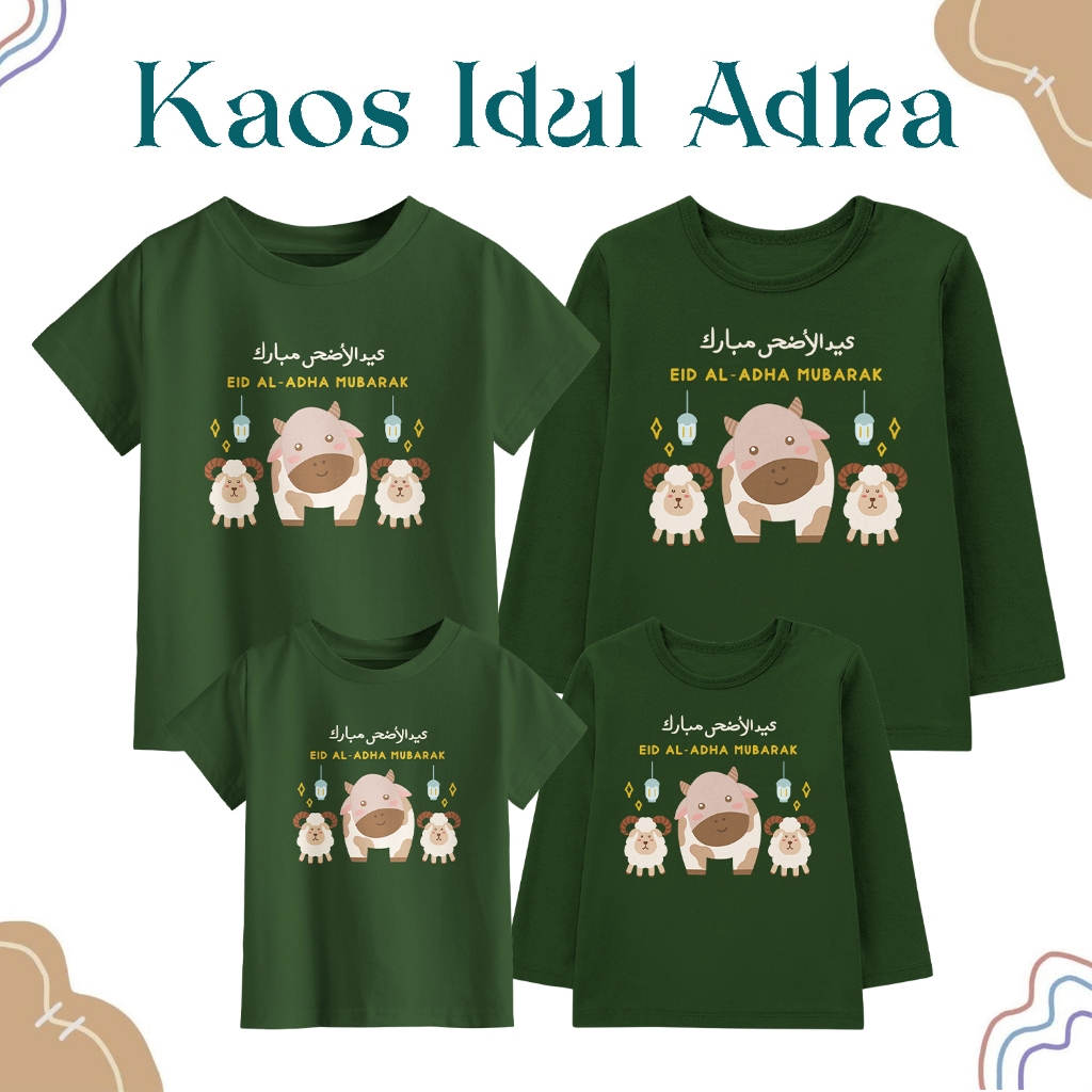 Kaos Keluarga Seragaman Idul Adha Warna Cactus Anak Dewasa