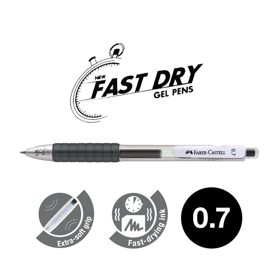 

BOLPOIN / BALLPOINT / PULPEN GEL / PEN GEL / PEN FABER CASTELL FAST DRY 0.7 HITAM