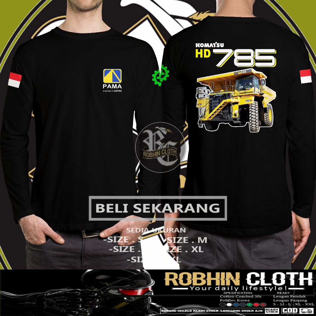 Kaos Baju PT PAMAPERSADA KOMATSU HD 785 DB Lengan Panjang Kaos Distro