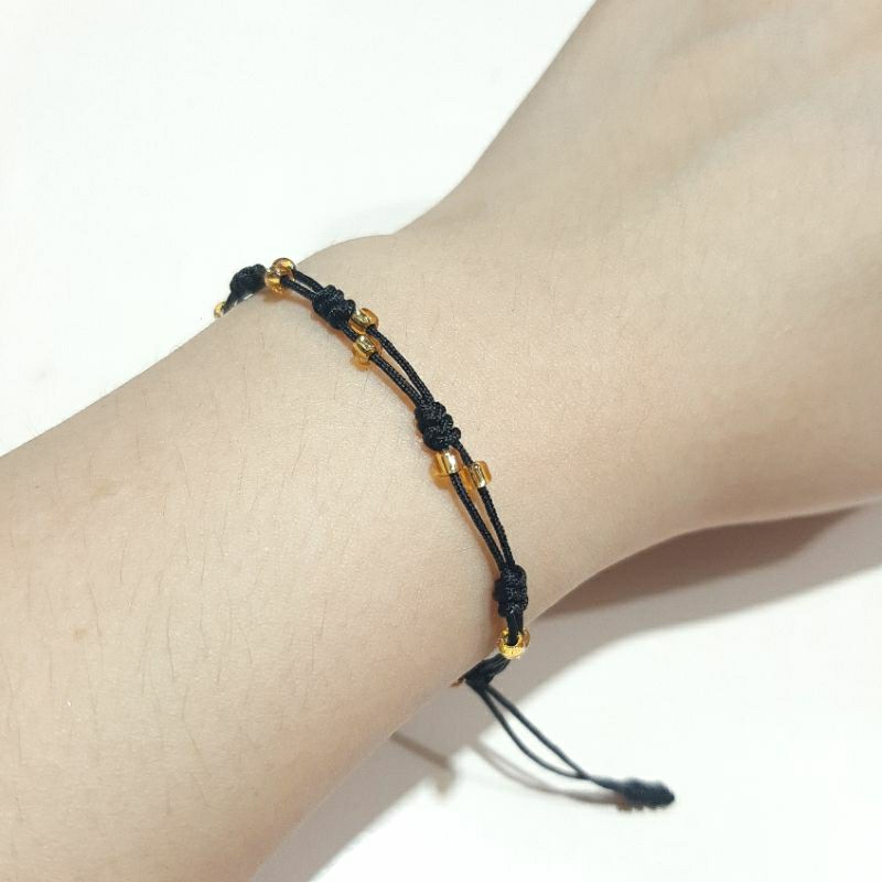 gelang tangan tali hitam cantik mix beads MGB adjustable