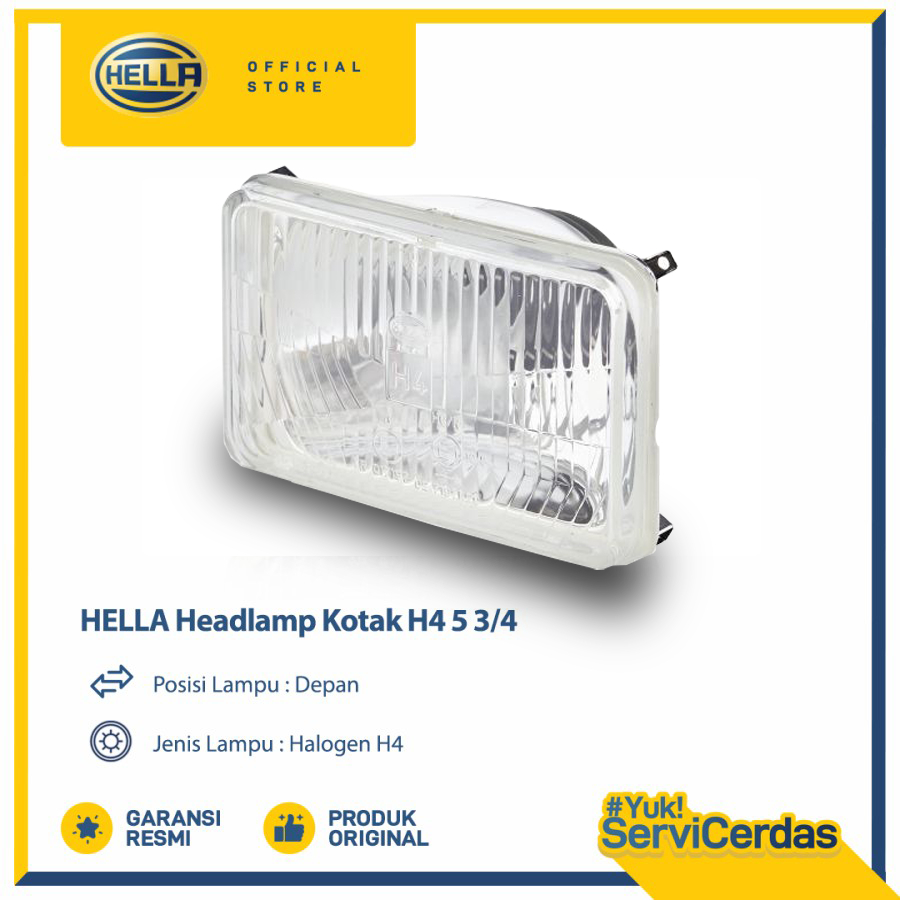 Lampu Headlamp Mobil Hella Kotak H4 5 3/4 - Lampu Depan Mobil