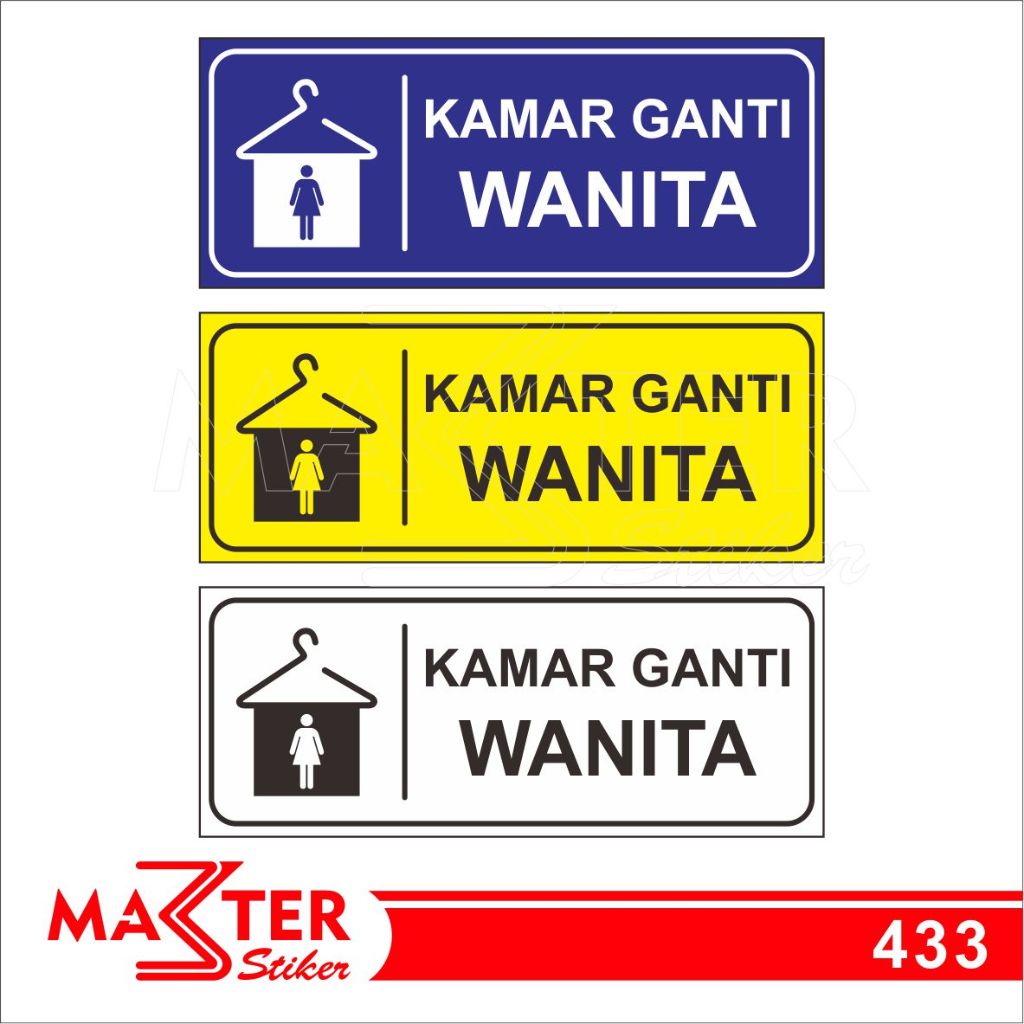 

433 - Stiker Kamar Ganti Wanita, Sticker Vinyl, Premium, Tahan Air, Termurah, dan Bisa Custom