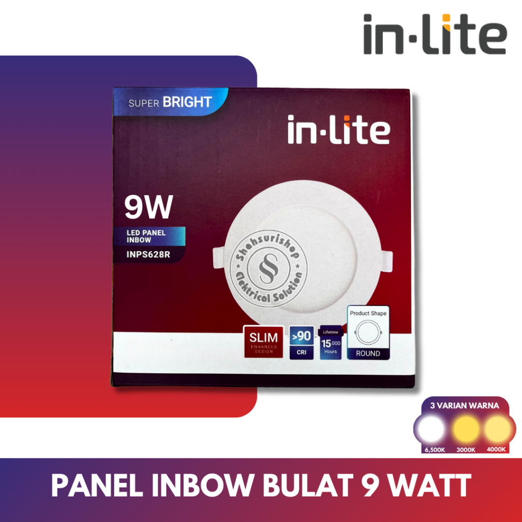 IN-LITE LED PANEL INLITE 9W 9 W 9WATT BULAT INPS 628 R INPS628R