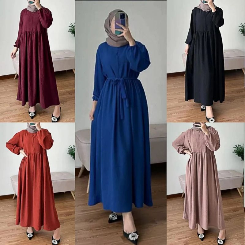 dres midi terbaru 2024 gamis kringkel kekinian fashion muslim