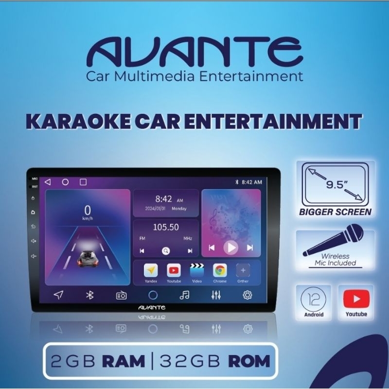 Headunit Android Avante Karaoke Car Entertainment