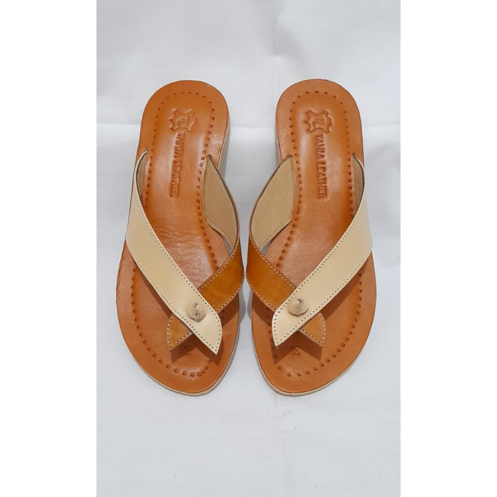 cuero sandal wanita slip on trepes kulit sapi helena magetan vegtan leather