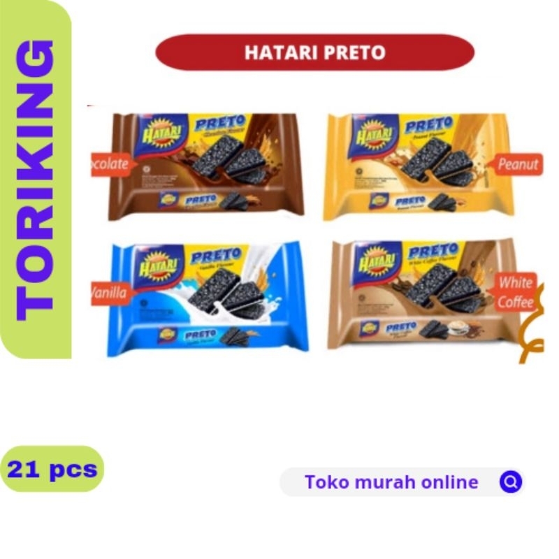 

SNACK HAJATAN - HATARI PRETO SUGAR RASA COKLAT/PEANUT/VANILA/WHITE COFFE ( 1 Dus isi 21pcs @190gr )