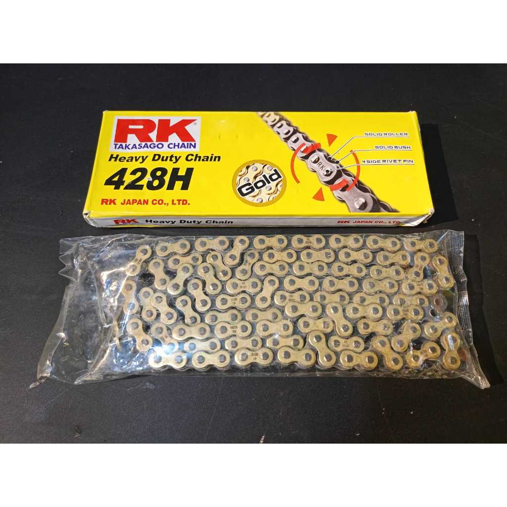Rantai RK Takasago 428 HSLT 140L GOLD HEAVY DUTY Original RK Chain Import rante rk racing kuning ema