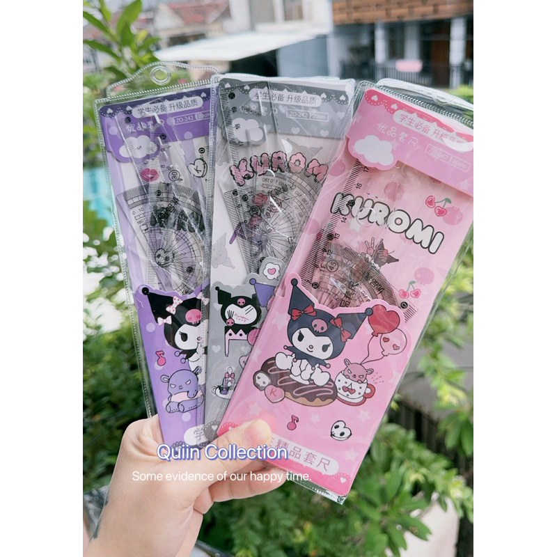 

Pengaris Set 20cm/Ruler Pengaris Karakter Kuromi Lucu 4in1 Cute