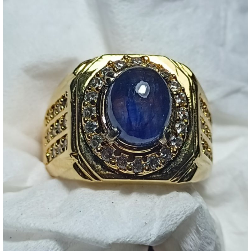 Cincin Batu Permata  Blue Sapphire 100% batu alam asli