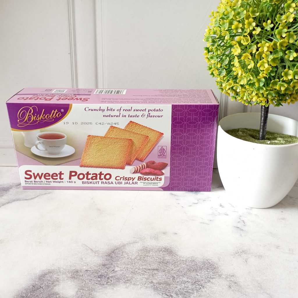 

BISKOTTO CRISPY BISCUITS SWEET POTATO DAN POTATO 160 GRAM - Biskotto Sandwich/Biskotto Crispy Biscuit/Biskotto Vanilla/Biskotto Sweet Potato