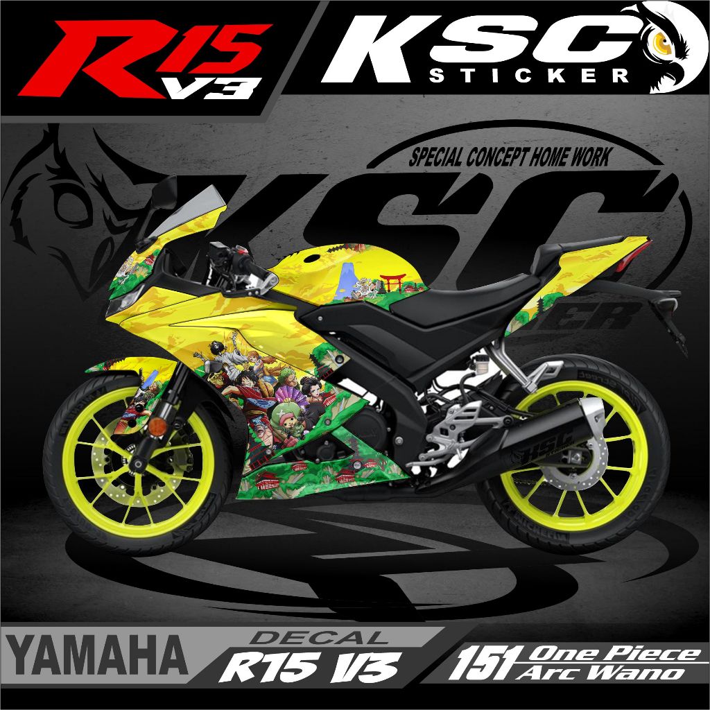 DECAL STICKER YAMAHA R15 V3 FULLBODY ONE PIECE ARC WANO [K151] DEKAL STIKER SETIKER YAMAHA R15 ANIME