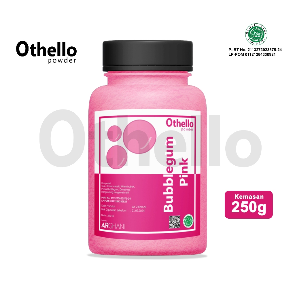 

Othello Powder Drink Bubuk Minuman Rasa Bubble Gum Pink 250Gram Serbuk Manis Premium Enak Kekinian