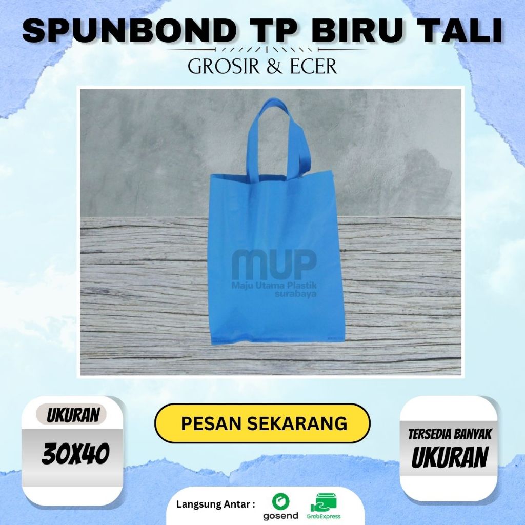 

Spunboond PP Biru Tali 30x40/Tas Kain/Tas Belanja/Kantong Kain