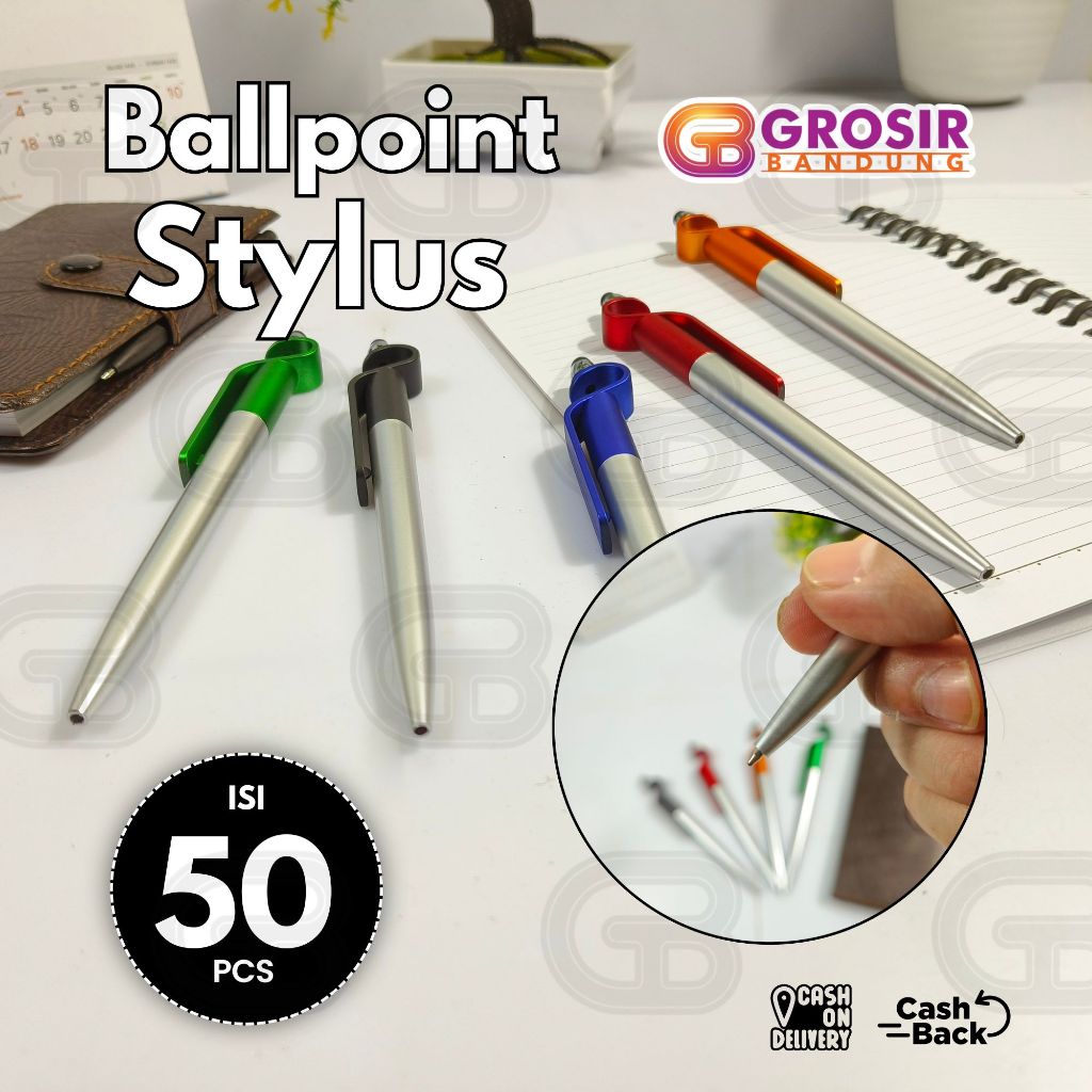

[ISI 50]Ballpoint Stylus Pulpen Smartphone Stylus Touchscreen Touch Pad Pena 2in1