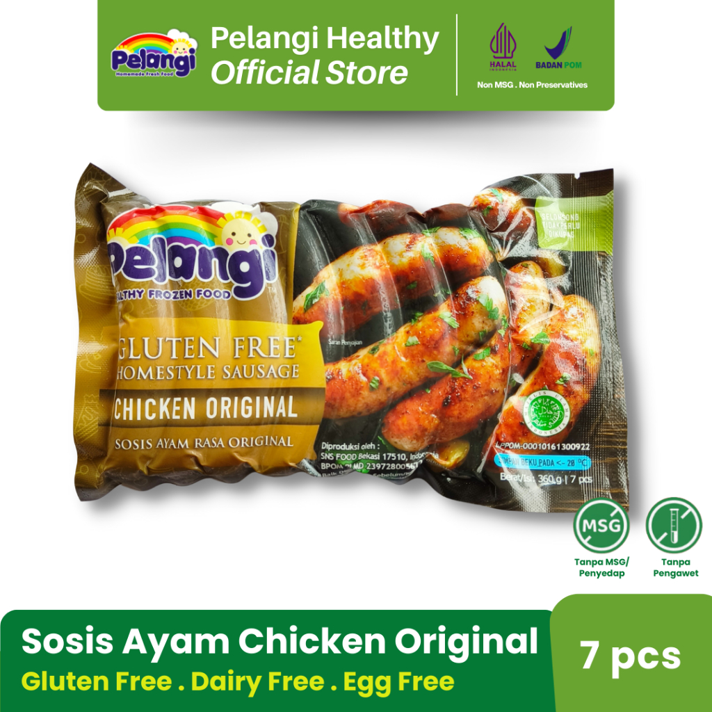 

PELANGI Sosis Ayam Original - Gluten Free Egg Free Dairy Free No MSG No Preservatives Halal BPOM