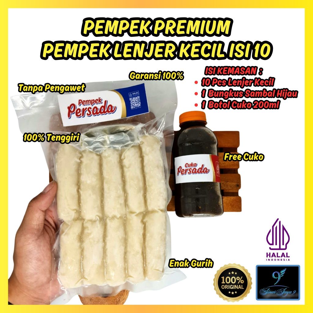 

Pempek Palembang LENJER KECIL PERSADA Ikan Tenggiri ASLI isi 10pcs