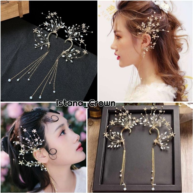 Emily Earpiece - Aksesoris Telinga Dengan Juntai - Wedding Accesoris - Earhook Pengantin
