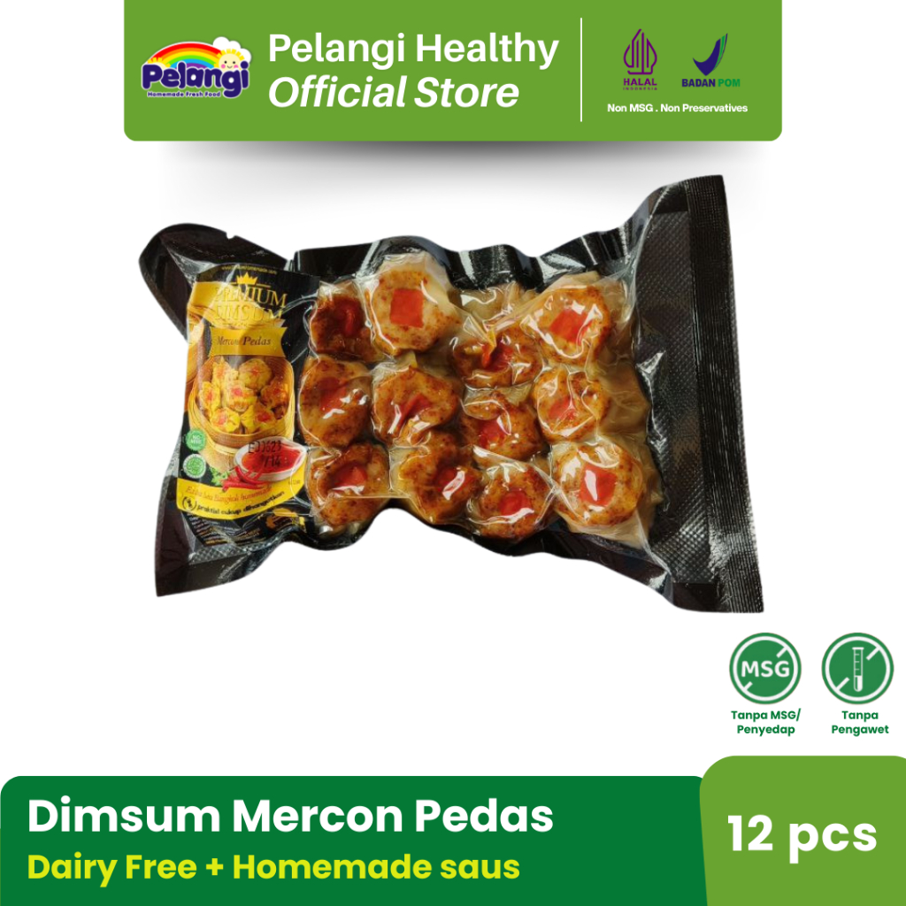 

PELANGI Dimsum Premium MERCON PEDAS Plus Saos Dimsum Homemade Tanpa MSG Tanpa Pengawet 100% HALAL