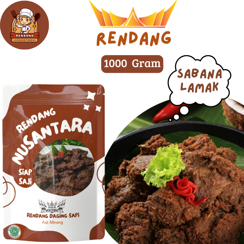 

Rendang Daging Sapi Asli Khas Padang 1000 gr Halal - Santapan Minang
