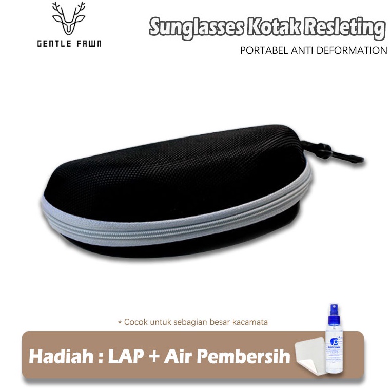 GENTLE FAWN Box Tempat KacamataHard Case FrameSunglasses Kotak Resleting Anti Penyok Multifungsi Sim