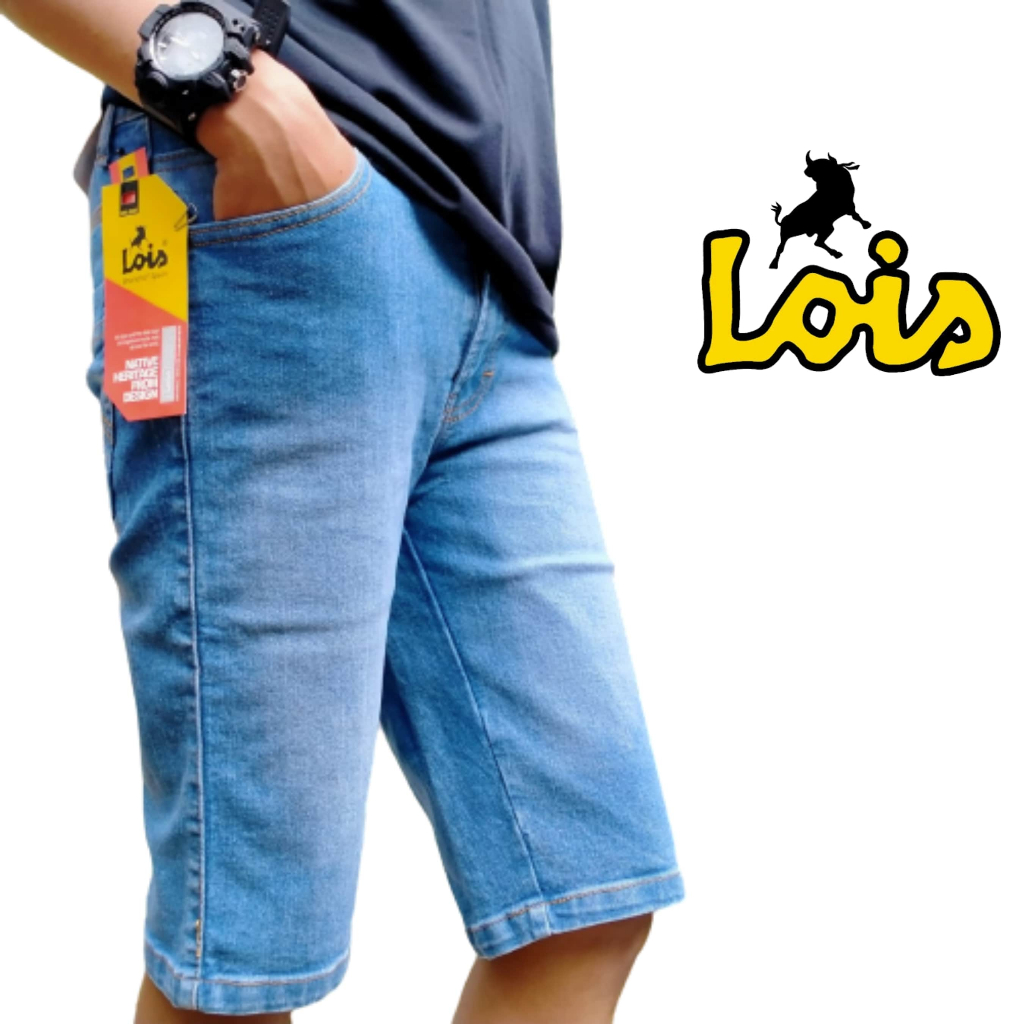 CELANA LOIS PENDEK PRIA CELANA JEANS PENDEK BIRU MUDA TUA DONGKER