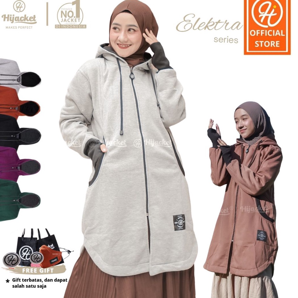 KODE J5V Best Seller Jaket Wanita Muslimah  Hijacket Elektra Original For Hijaber  Jaket Syari Panja