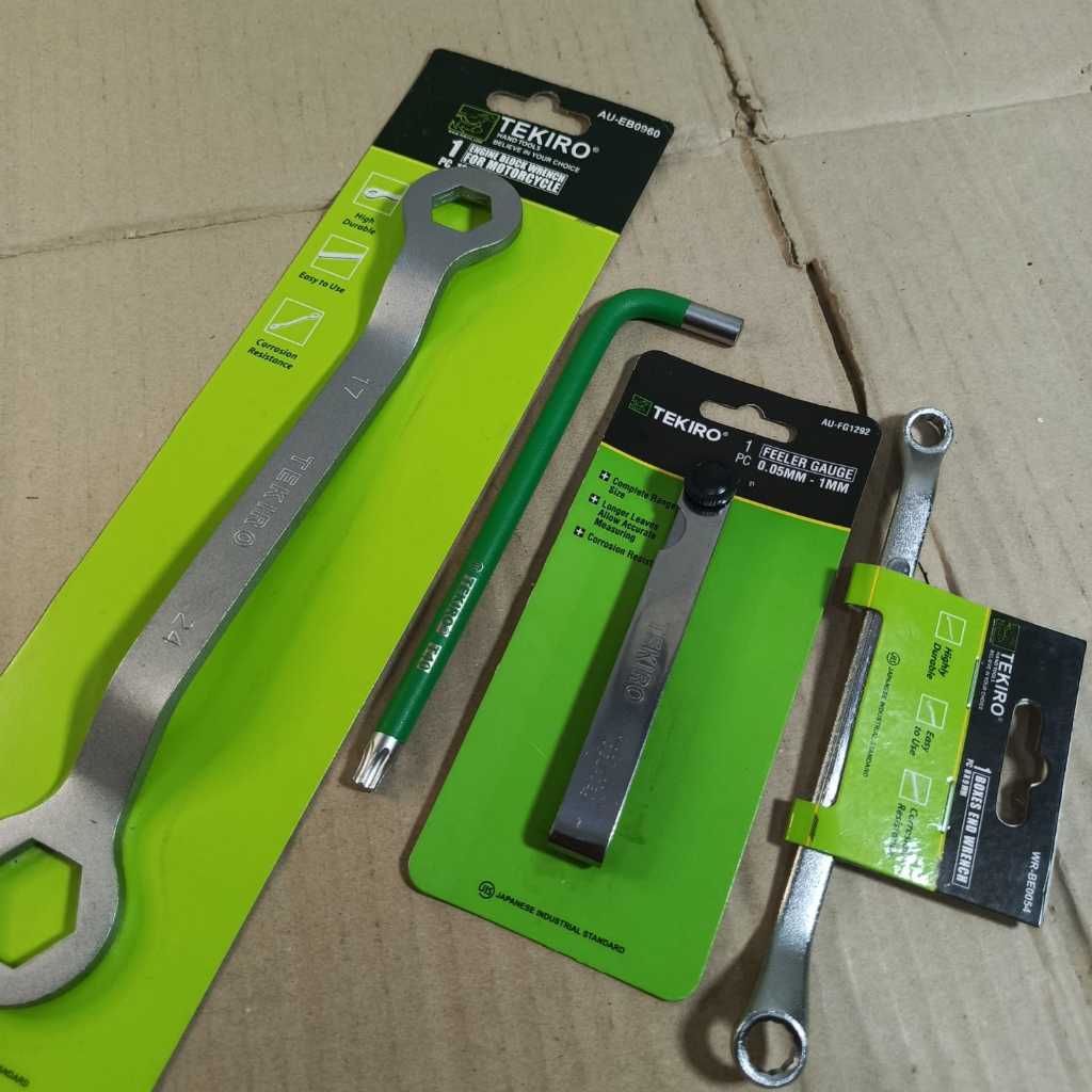 TEKIRO Kunci Stel Klep Motor 4Pcs /Feller Gauge + L Klep T40 + Ring 8/9Mm + Buka Tutup Klep 17X24Mm