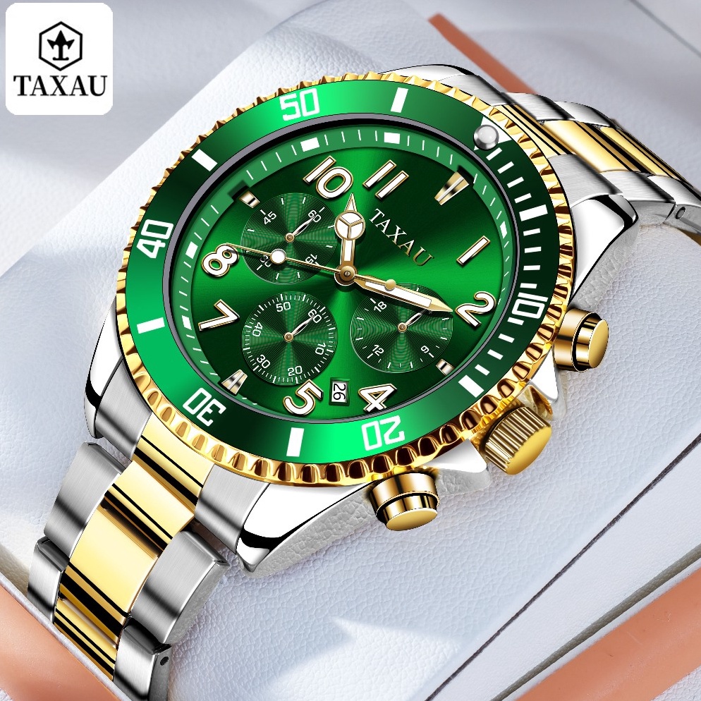 TERPERCAYA TAXAU Jam Tangan Cowok Pria Original Gold Rantai Terbaru Jam Tangan Pria Tahan air Gold K