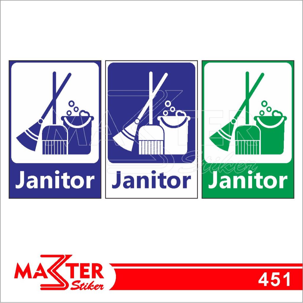 

451 - Stiker Janitor, Sticker Vinyl, Premium, Tahan Air, Termurah, dan Bisa Custom