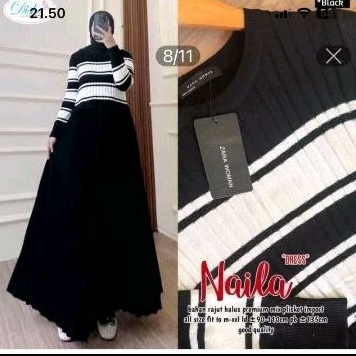 GAMIS RAJUT BANGKOK VIRAL ORI ZARA WOMEN MOTIF SALUR NAILA