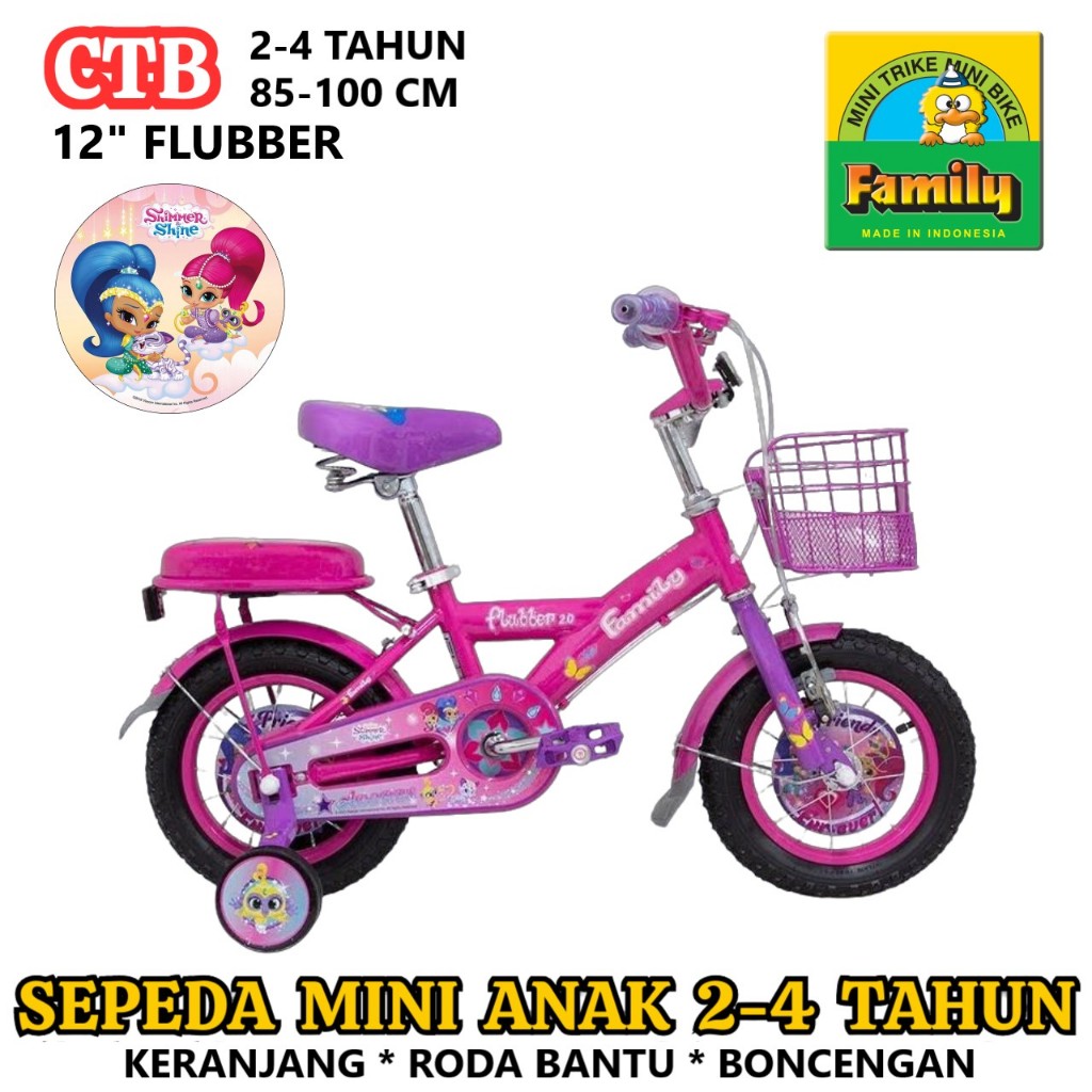 12" Family Flubber CTB 2-4 Tahun Low-Step Frame Sepeda Anak Perempuan