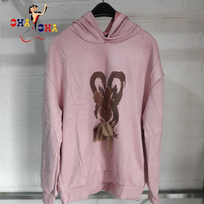 HOODIE SUEDE MICKEY ATASAN IMPORT CASUAL WANITA CS