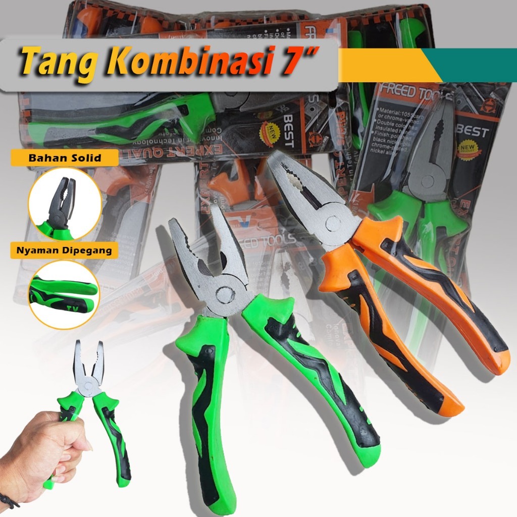 Ralali Tang Kombinasi 7 inch Freed Pliers - Tang Gagang Fiber Karet Anti Slip