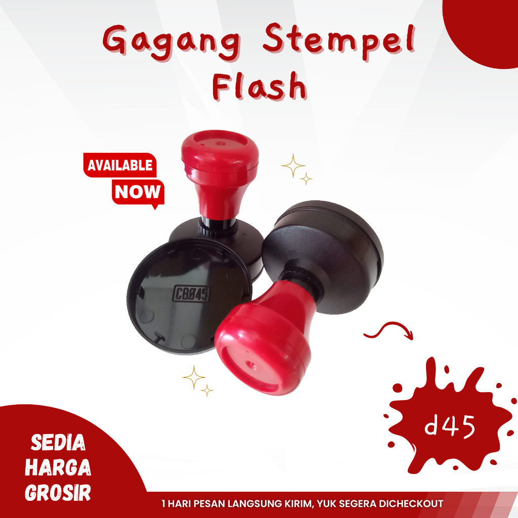 

D45 - Gagang Stempel Flash Kilat Warna Ukuran Bulat 45 MM