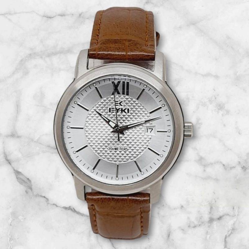 Eyki 8656 Jam Tangan Wanita Pria Analog Tali Kulit