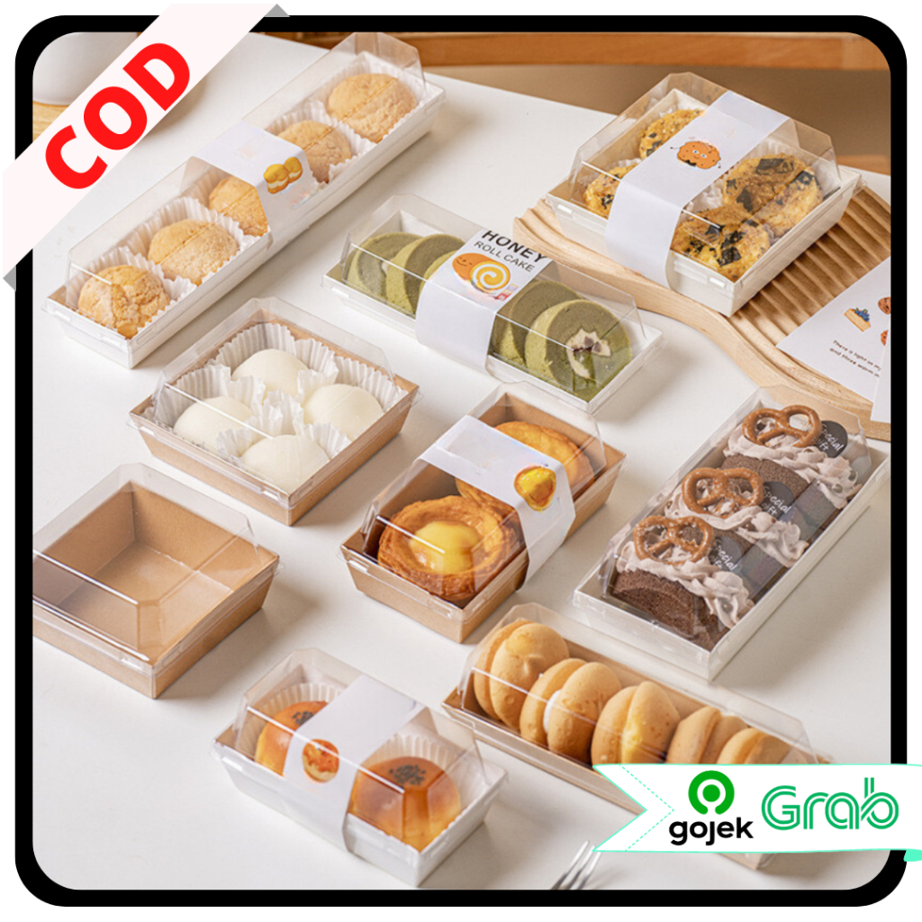 KAISSO - MINI CAKE BOX DESSERT BOX KOTAK PERSEGI PANJANG PUTIH COKLAT BOX PACKAGING MILK BUNS