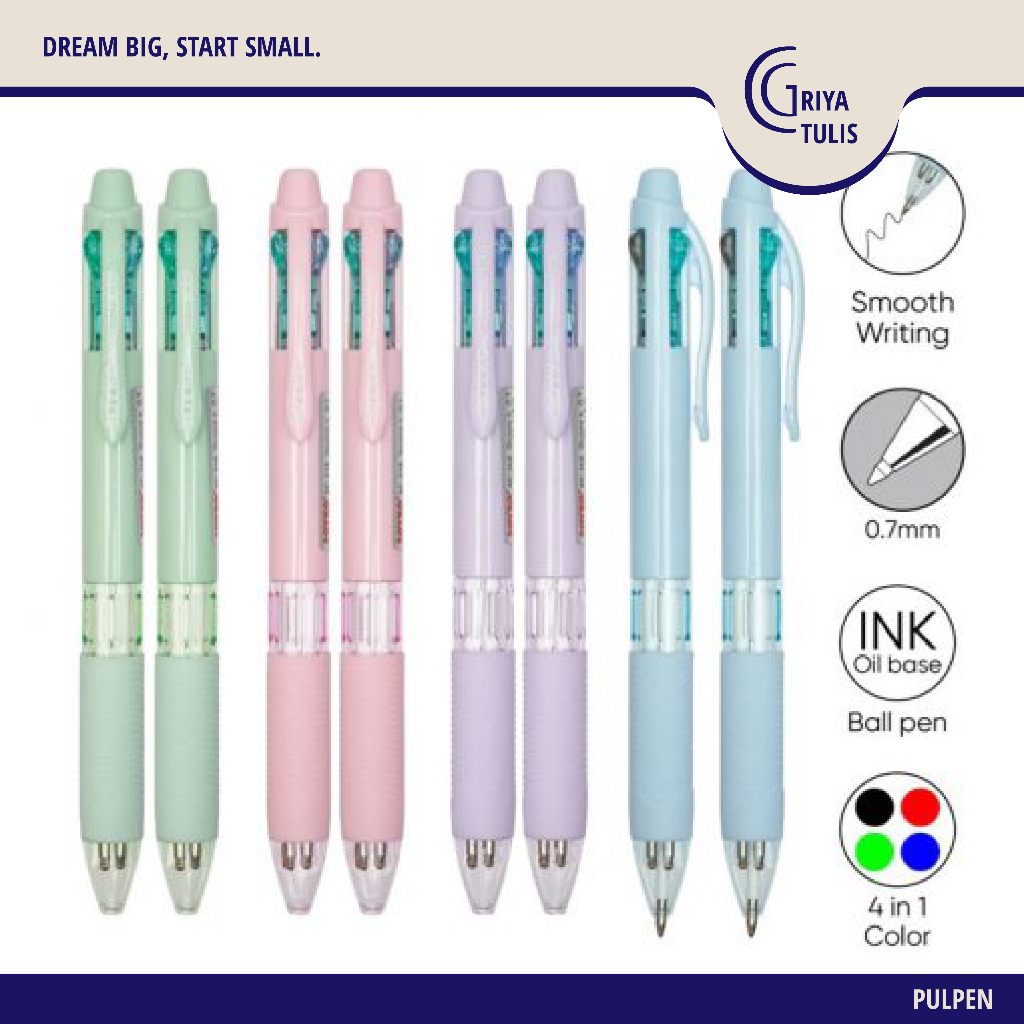 

Joyko Ballpen 4 Warna 0.7mm Quaco (Pulpen Pena 4 Warna) BP-348
