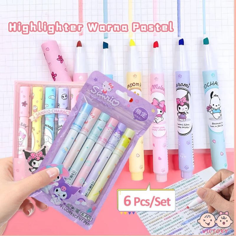 

STABILO ISI 6 PCS SET SPIDOL WARNA WARNI HIGHLIGHTER STABILO SANRIO