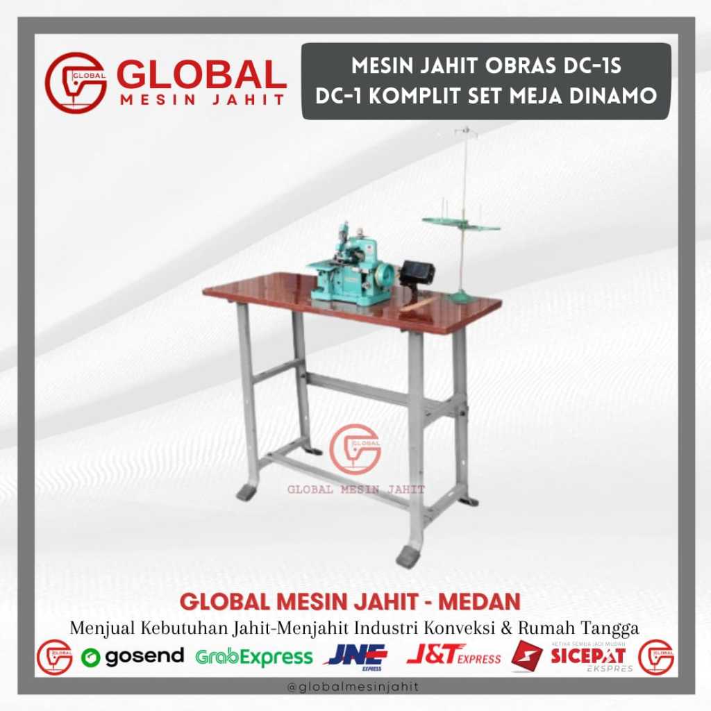Mesin Jahit Obras DC-1S DC-1 Komplit Set Meja Dinamo