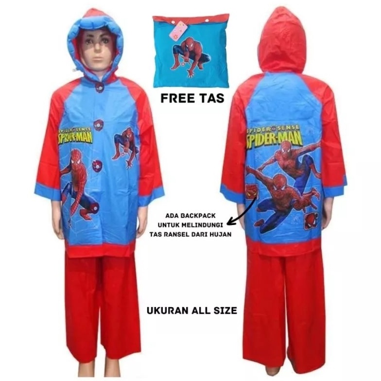 ART A59X JAS HUJAN SETELAN JAKET CELANA ANAK MOTIF KARAKTER KARTUN LUCU