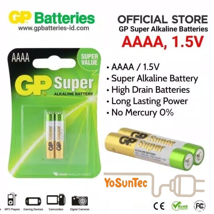 Baterai AAAA Batre A4 E96 1.5V Super Alkaline GP Original isi 2 Pcs