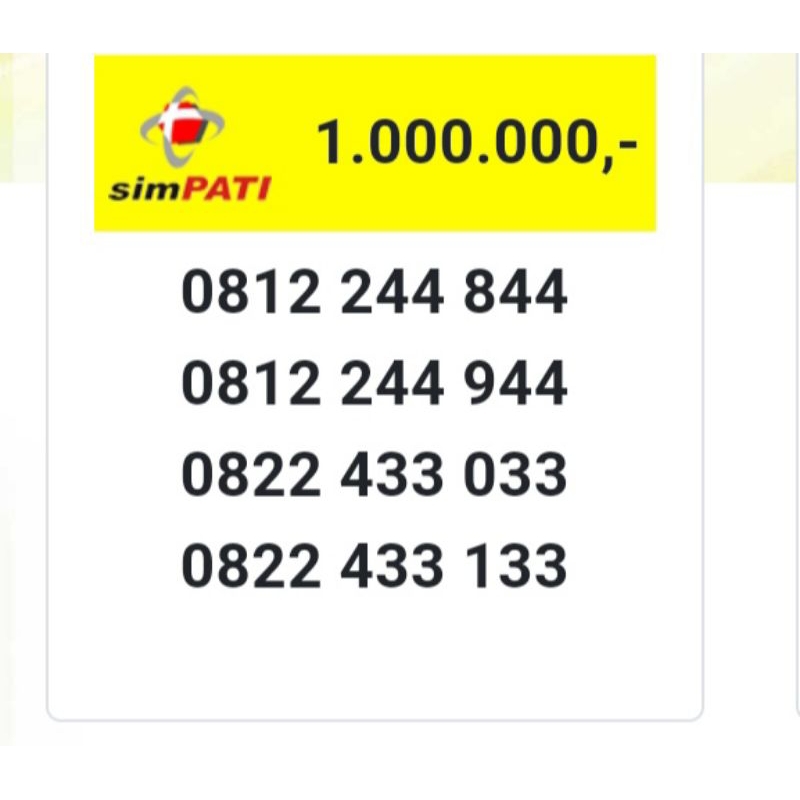 nomor cantik simpati 10digit h1000