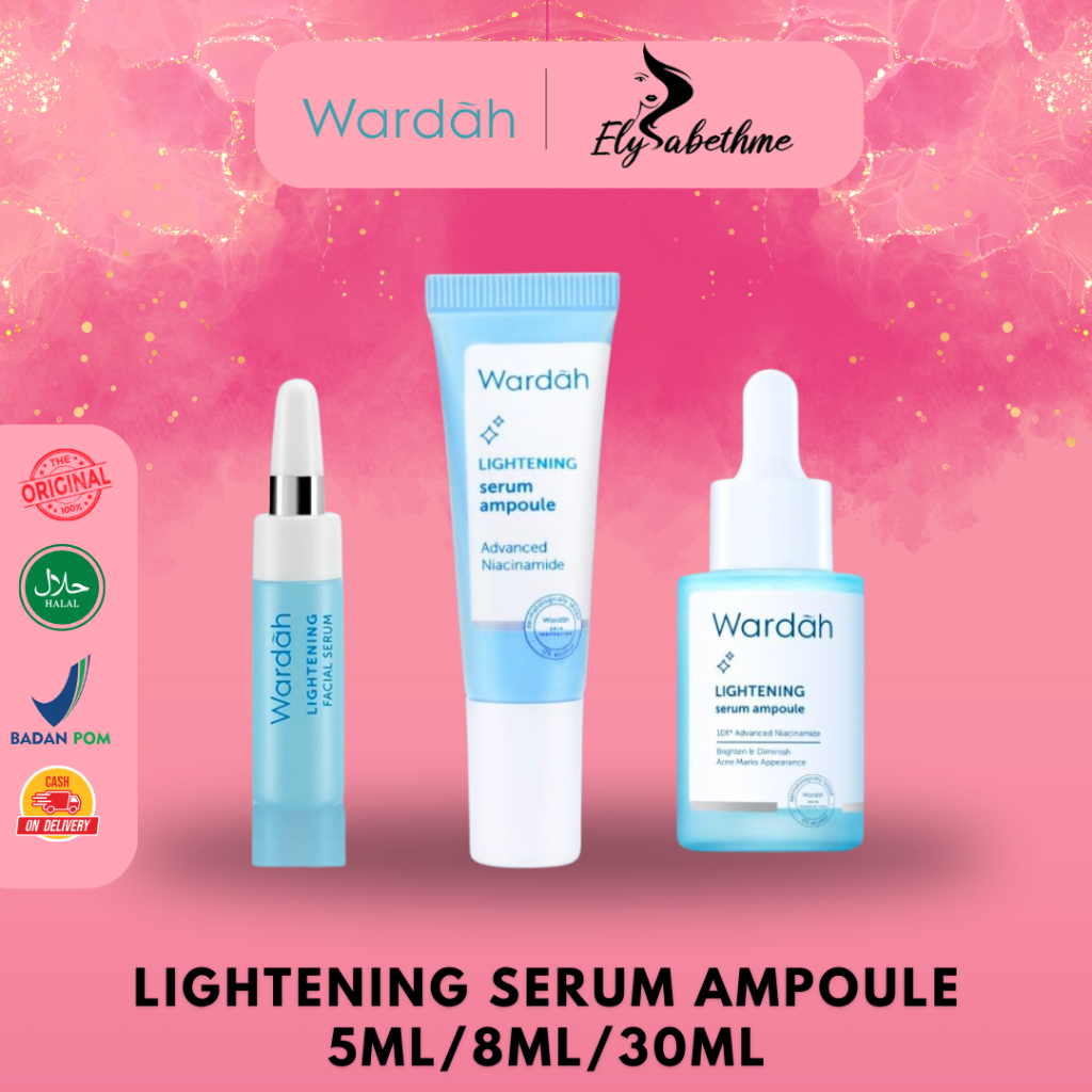 ✿ELYSABETHME✿ 🅆 🄰 🅁 🄳 🄰 🄷 Wardah lightening facial serum 8 ml/5 ml wajah pelembab mencerahkan memuti