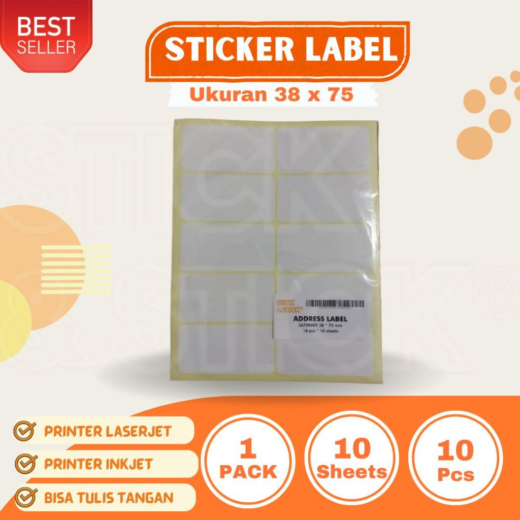 

Sticker Self Adhesive Address Label 38x75 mm Tom Putih Polos Premium