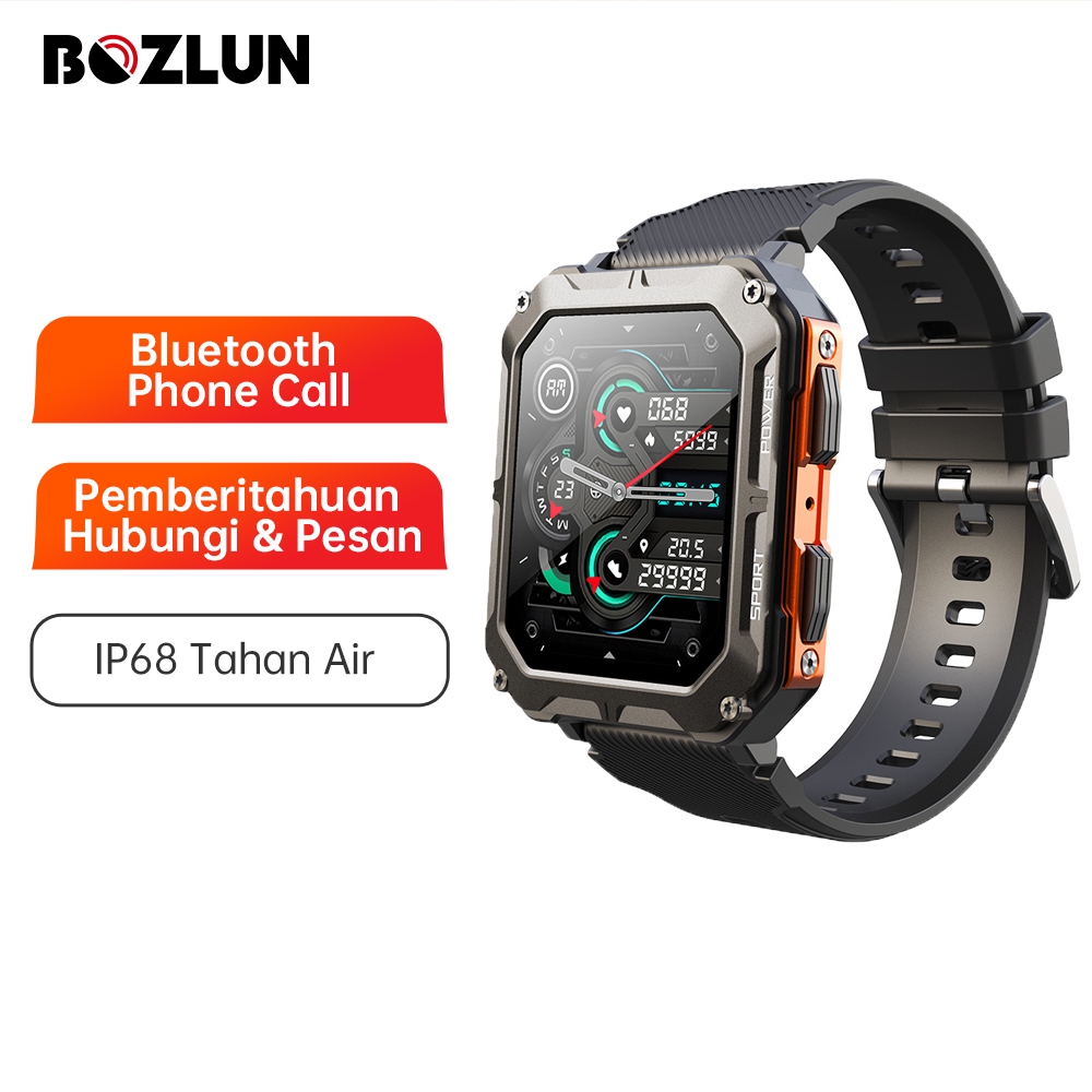 BOZLUN jam sport pria smartwatch ip68 Tahan air Dukungan panggilan Bluetooth Beberapa mode olahraga