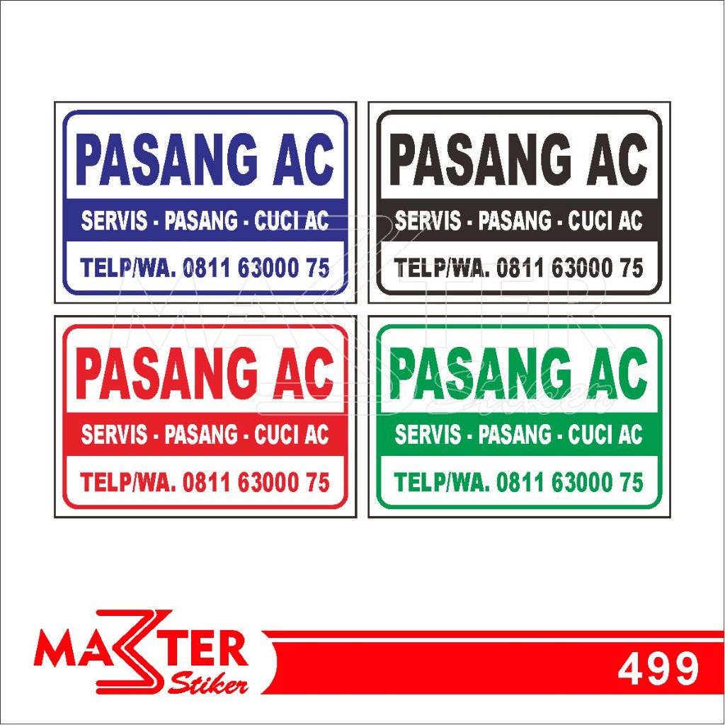 

499 - Stiker Jasa Service, Pasang, dan Cuci AC, Sticker Vinyl, Tahan Air, Termurah, dan Bisa Custom