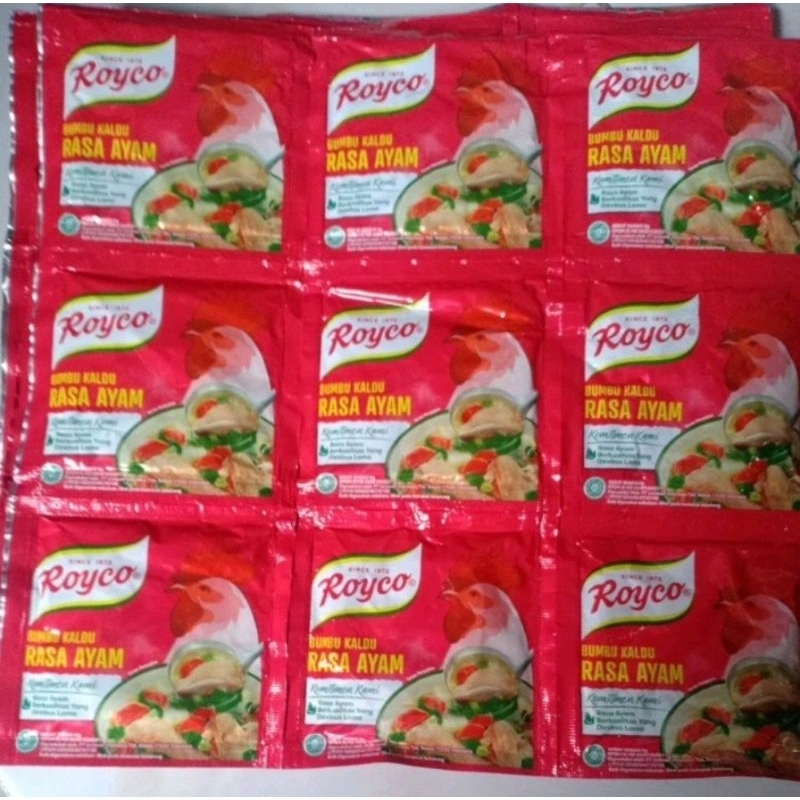 

Royco bumbu kaldu penyedap ayam 8gr isi 12 per 1 renceng renteng